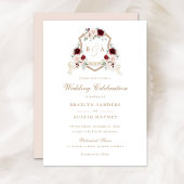 Bläserblütenpeitsche Mongram-Wappen Hochzeit Einladung