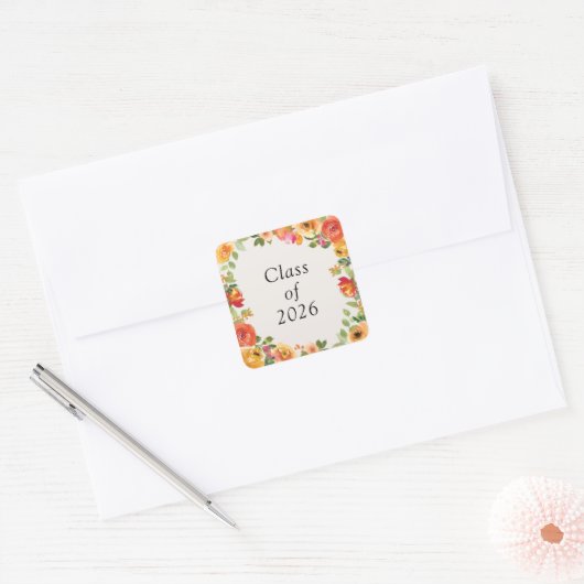 Bläserblütenrahmen-Klasse 2026 Matching Sticker (Umschlag)