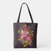 Bläserbotanische Handgezeichnete Vintage Keule Tasche (Rückseite)
