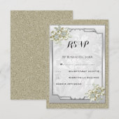 Bläserei Gerahmt, Gold & Silver Wedding RSVP Karte (Vorne/Hinten)
