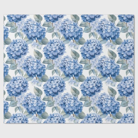Bläserfarben - Blaue Hydrangeas Geschenkpapier (Flach)