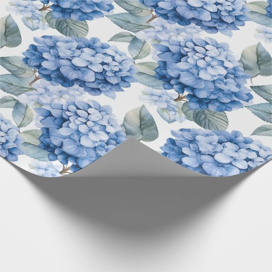 Bläserfarben - Blaue Hydrangeas Geschenkpapier (Ecke)
