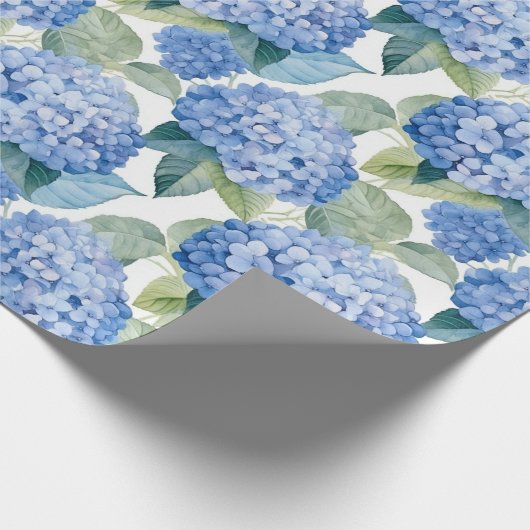 Bläserfarben - Blaue Hydrangeas Geschenkpapier (Ecke)
