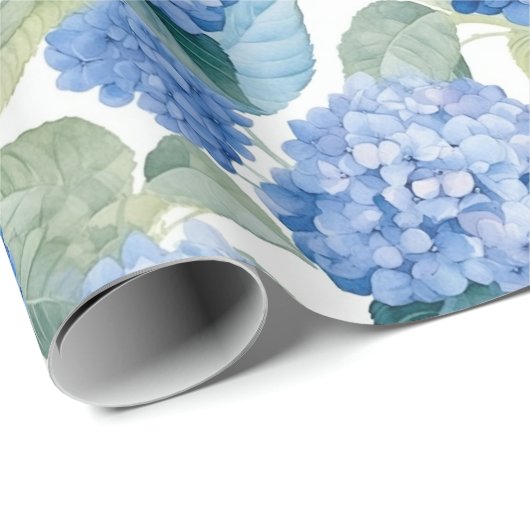 Bläserfarben - Blaue Hydrangeas Geschenkpapier (Rolleneckpunkt)