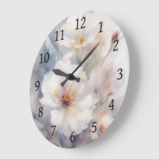 Bläserfarbene digitale Blume Lila Orange 1 Große Wanduhr (Winkel)