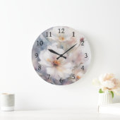 Bläserfarbene digitale Blume Lila Orange 1 Große Wanduhr (Zuhause)