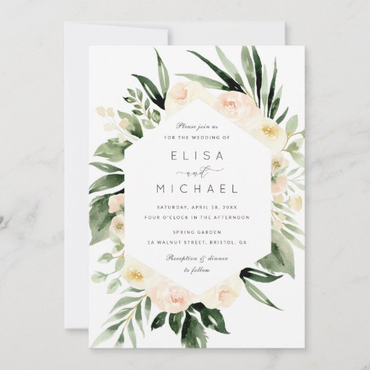 Bläserfarbene Pfirsichblüte Moderner Minimal Einladung (Vorderseite)