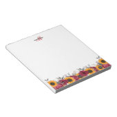 Bläserfarbene Sonnenblumen Burgundy Monogram Hinwe Notizblock (angewinkelt)
