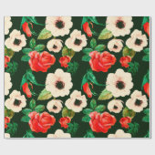 Bläserfarbenes, nahtloses Muster. Weißmohn Geschenkpapier (Flach)