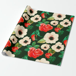Bläserfarbenes, nahtloses Muster. Weißmohn Geschenkpapier