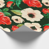 Bläserfarbenes, nahtloses Muster. Weißmohn Geschenkpapier (Ecke)