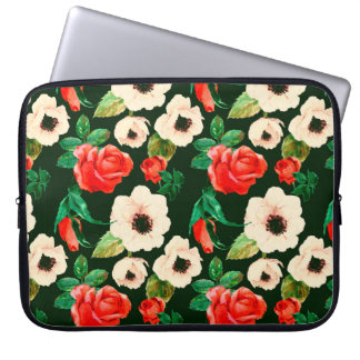 Bläserfarbenes, nahtloses Muster. Weißmohn  Laptopschutzhülle