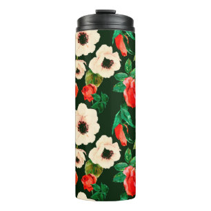 Bläserfarbenes, nahtloses Muster. Weißmohn Thermosbecher
