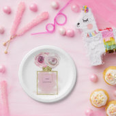 Bläserfashion Parfüm Flasche Rosa Rosen Gold Glam Pappteller (Party)