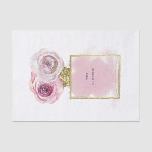 Bläserfashion Parfüm Flasche Rosa Rosen Gold Glam Seidenpapier (Vorderseite)