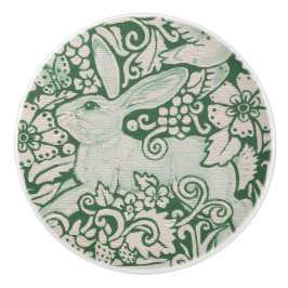 Bläserfolklorenknopf mit grünem weißem Kaninchen Keramikknauf