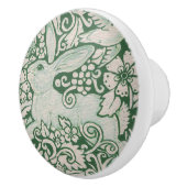 Bläserfolklorenknopf mit grünem weißem Kaninchen Keramikknauf (Rechts)