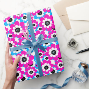Bläserglänzende Neonmuster helle Farbe und blau Geschenkpapier