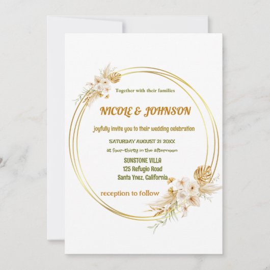 Bläsergoldener Rahmen Hochzeitseinladung Einladung (Vorderseite)