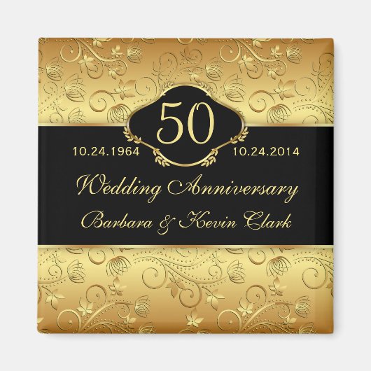 Bläsergoldschwarz 50. Hochzeitstag Magnet (Vorne)