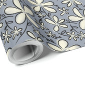 Bläsergraue und cremige Blume Geschenkpapier (Rolleneckpunkt)