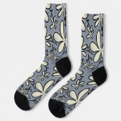 Bläsergraue und cremige Blume Socken (Linkes Detail)