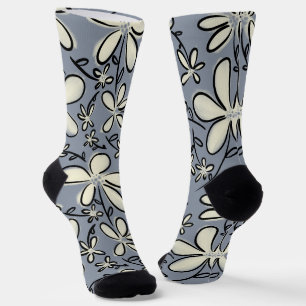 Bläsergraue und cremige Blume Socken