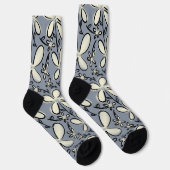 Bläsergraue und cremige Blume Socken (Rechts)