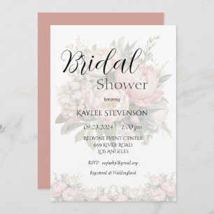 Bläserige Peonies Rosa Bridal Dusche Einladung