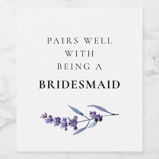 Bläserlavene Pairs als Brautjungfrau Weinetikett (Einzelnes Label)