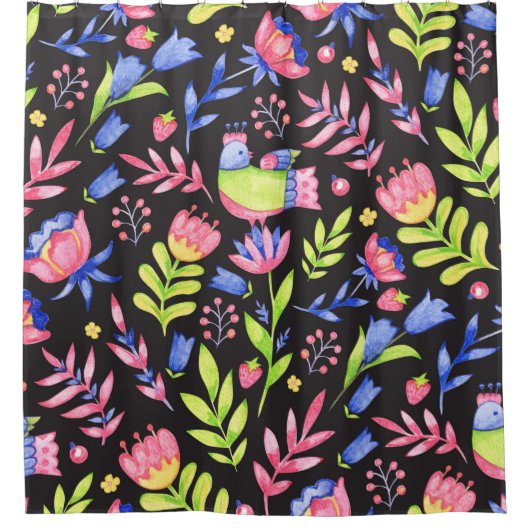 Bläsernahes Muster. Frühlingsblumen und Duschvorhang (Vorderseite)