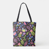 Bläsernahes Muster. Frühlingsblumen und Tasche (Rückseite)