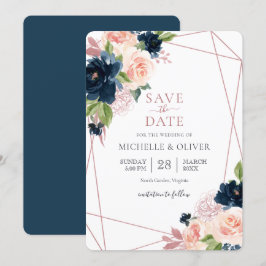 Bläsernavy und Blush Geometric Save the Date Invi Einladung