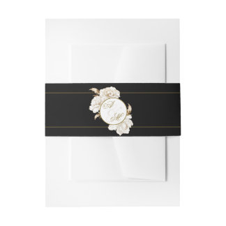 Bläsernbäume Weißgoldene Monogramm Hochzeit Einladungsbanderole
