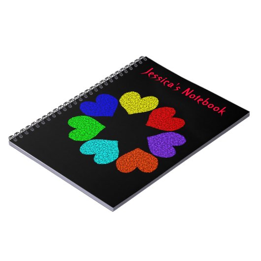 Bläsernbogen-Liebe-Hearts Anpassbare Notebooks Notizblock (Linke Seite)