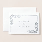 Bläserndes Silberblatt Foto Grau Hochzeit Einladun Folienkarte (Vorderseite mit Umschlag)