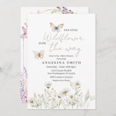 Bläserndusche der weißen Wildblume Einladung (Vorne/Hinten)