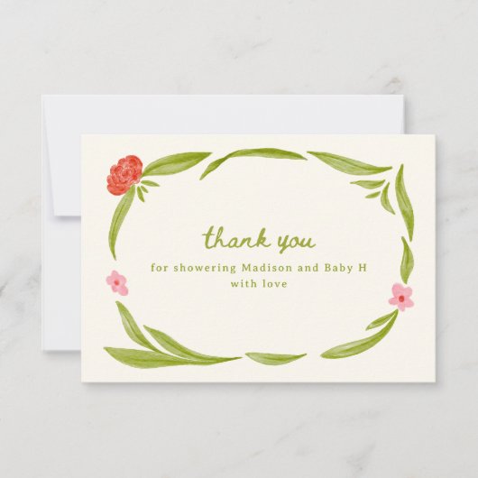 Bläserndusche mit niedlicher Hand dank Karte (Vorderseite)