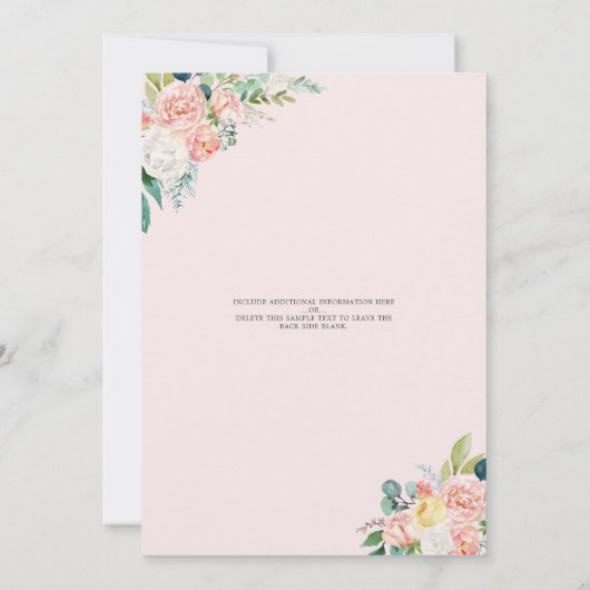 Bläserndusche Rose Gold Pink Blush Typografie Einladung (Rückseite)