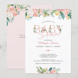 Bläserndusche Rose Gold Pink Blush Typografie Einladung