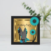 Bläserne Aquamarine Geburtstagsparty Einladung (Stehend Vorderseite)