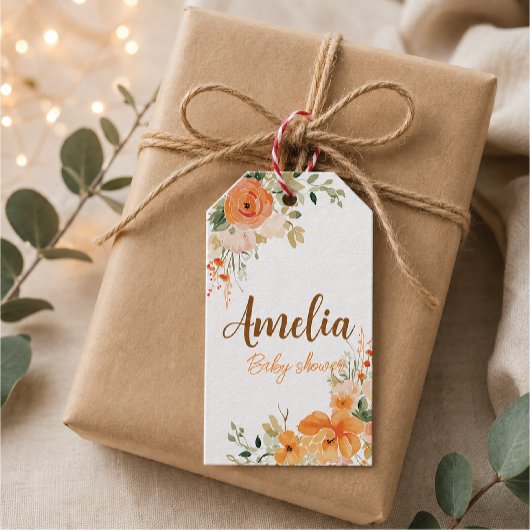 Bläserne Babydusche mit Handfarbe Geschenkanhänger