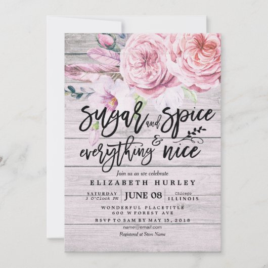 Bläserne Babydusche Zucker & Gewürze & Alles nett Einladung (Vorderseite)