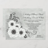 Bläserne BläserHochzeit der Blume White Black Anem Einladung (Vorne/Hinten)