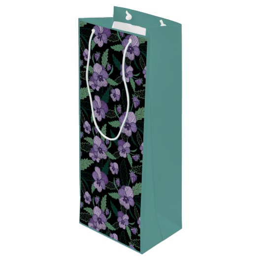 Bläserne Blätter mit dunklem Hintergrund Geschenktüte Für Weinflaschen (Rückseite Schrägansicht)