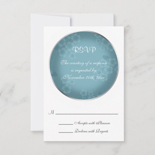Bläserne blaue Hochzeitskarten mit Wasserzeichen RSVP Karte (Vorderseite)