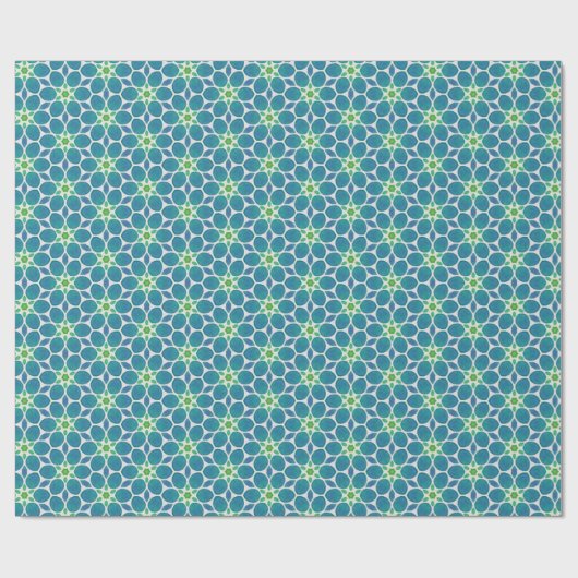 Bläserne Blume aquamarin-blaues Muster Geschenkpapier (Flach)