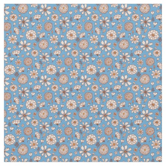 Bläserne Blume Muster blauer Hintergrund Stoff (Nahaufnahme)