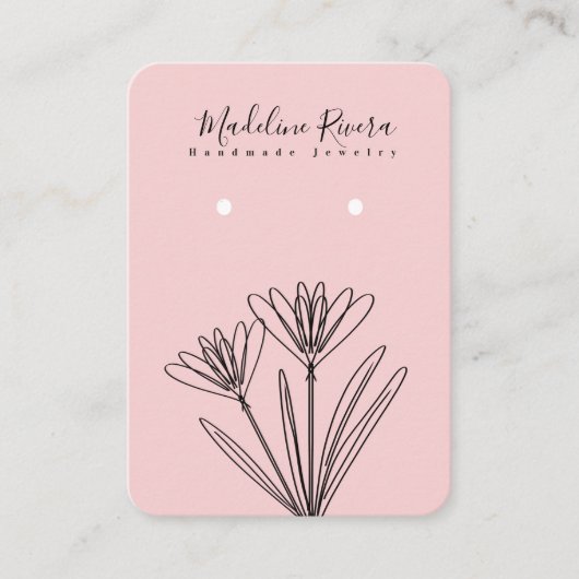Bläserne Blume Rosa, handgefertigte Ohrensichtkart Telefonnummerkarte (Vorderseite)