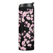 Bläserne Blüten Monogramm Schwarz Rosa Thermosbecher (Nach links gedreht)